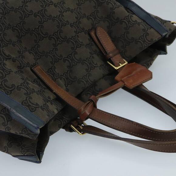 CELINE Paris Macadam Canvas Tote Bag Brown Navy Gold - Picture 6 of 16